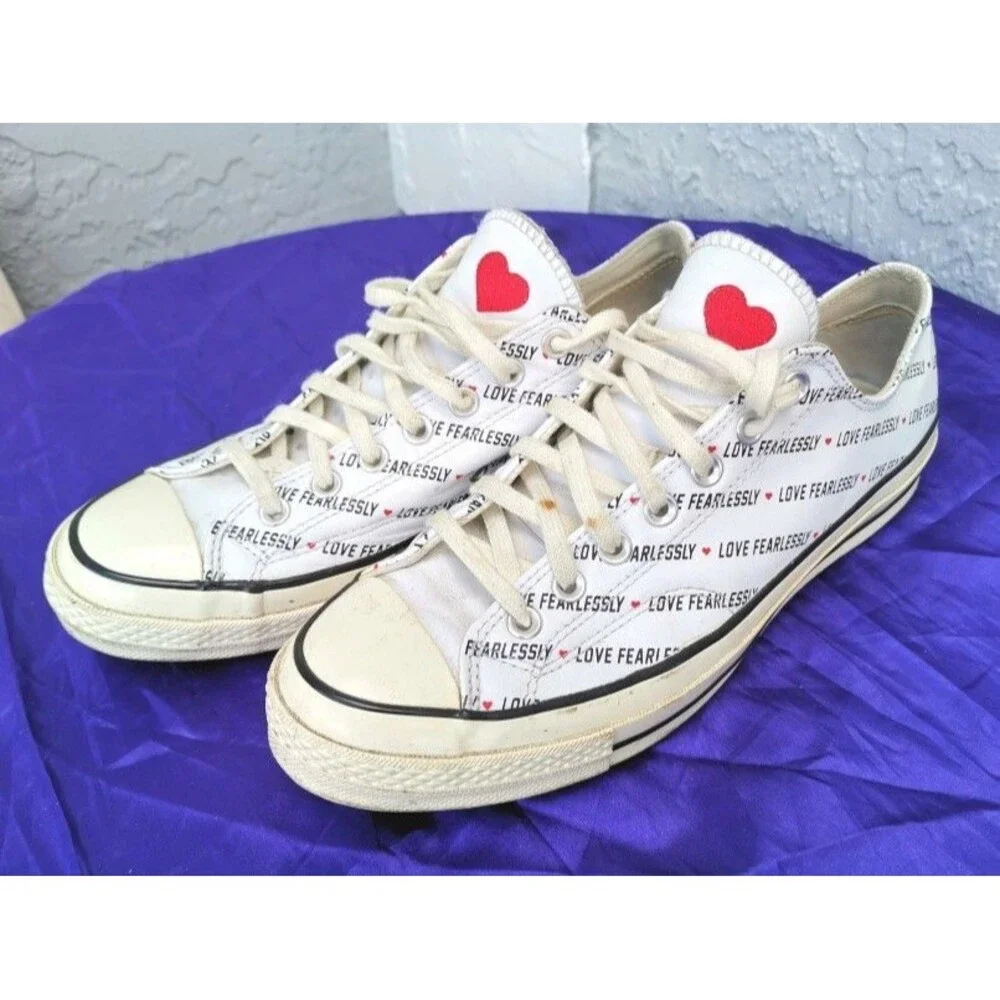 Men's Converse Love Fearlessly Chucks 70 Ox White Sneakers Size 10 # 167346C